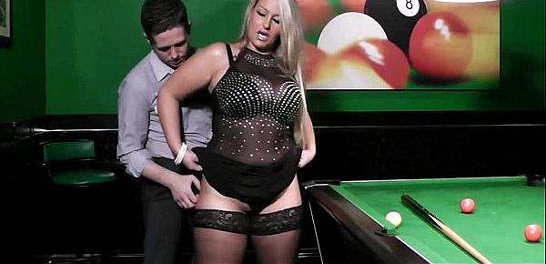  BBW in nylons takes it from behind on the pool table